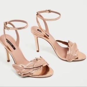 Zara Nude Rose Gold High Heels Sandals